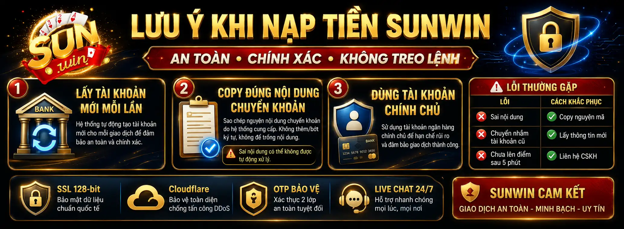 Hướng Dẫn Nạp Tiền Sunwin – Quy Trình Giao Dịch Siêu Tốc Chuẩn Fintech 3 Những Lưu Ý Quan Trọng Để Tránh Lỗi Khi Nạp Tiền